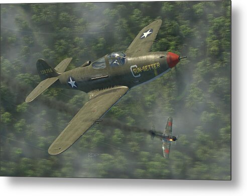 Wwii Metal Print featuring the digital art P-39 Airacobra vs. Zero by Robert D Perry
