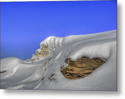 Rocks Metal Print featuring the photograph Rocks Covered With Snow Against Clear Blue Sky by Vlad Baciu