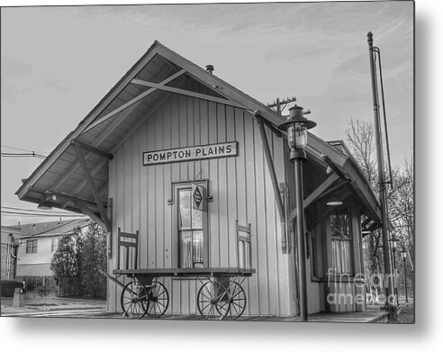 Pompton Plains Metal Print featuring the photograph Pompton Plains Railroad Station and Baggage Cart by Christopher Lotito