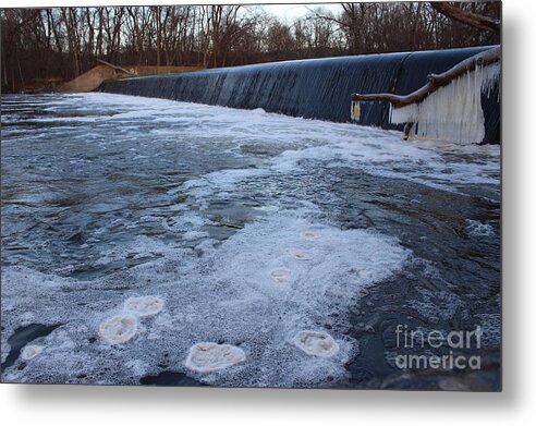 Pompton Spillway Metal Print featuring the photograph Pompton Spillway in Winter 2 by Christopher Lotito