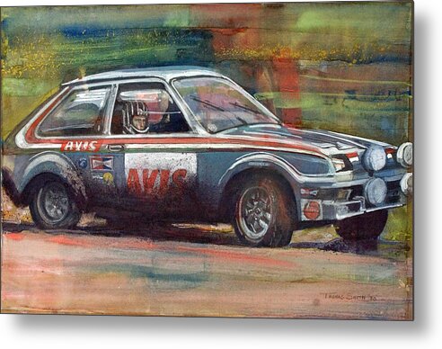 Car Rally Advert Metal Print featuring the painting Rally Round by Tom Smith