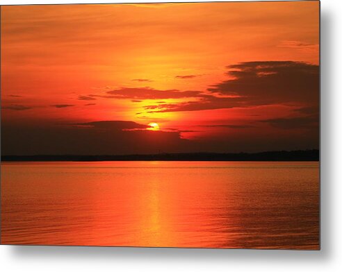 Sunset Metal Print featuring the photograph Sun Streak Reflection by Catie Canetti