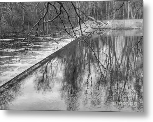 Winter Metal Print featuring the photograph Water Flowing Over Dam in Wayne New Jersey by Christopher Lotito