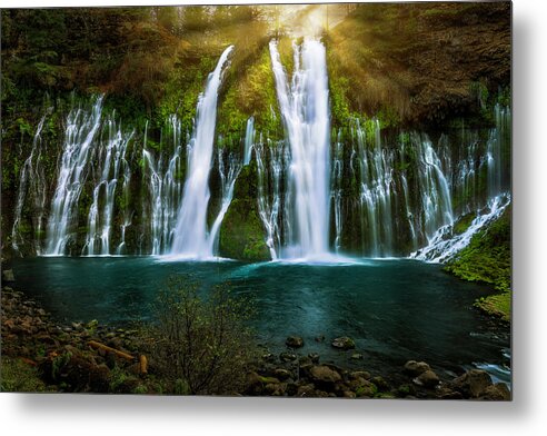Burney Falls Metal Print featuring the photograph Sunbeams at Burney Falls by Don Hoekwater Photography