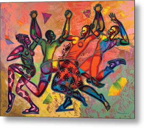 Figurative Metal Print featuring the painting Celebrate Freedom by Larry Poncho Brown