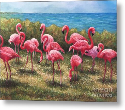 Animal Painting Metal Print featuring the pastel Not Lawn Ornaments by Wendy Koehrsen