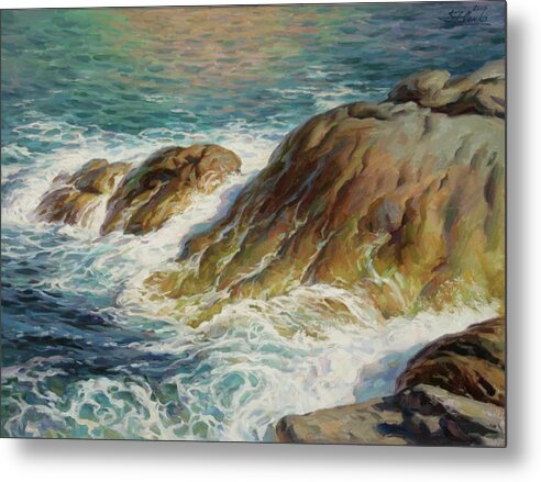 Sea Scape Metal Print featuring the painting Sea Symphony. Part 2. by Serguei Zlenko