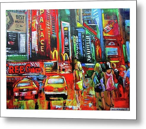 New York Metal Print featuring the painting Times Square by Ken Pridgeon