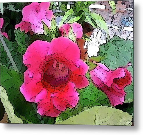 Flowers Gloxinia Floral Photo Enhancement Hot Pink Peggy Cooper Cooperhouse Nature Metal Print featuring the photograph Gloxinia by Peggy Cooper-Hendon
