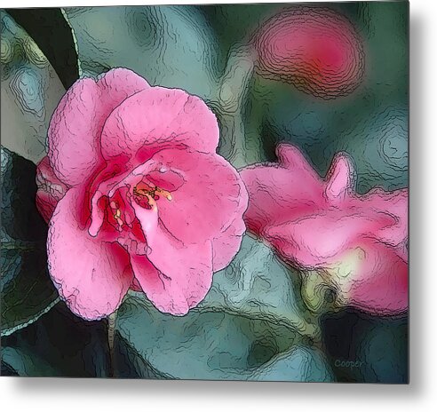 Flower Plant Nature Pink Crystal Peggy Cooper Cooperhouse Photography Illustration Enhanced Pink Green Metal Print featuring the digital art Pink Crystal by Peggy Cooper-Hendon