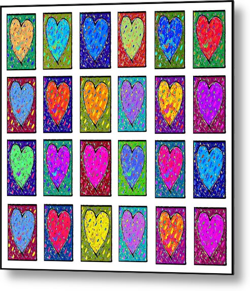 Hearts Metal Print featuring the painting 24 Hearts in a Box by Dale Moses