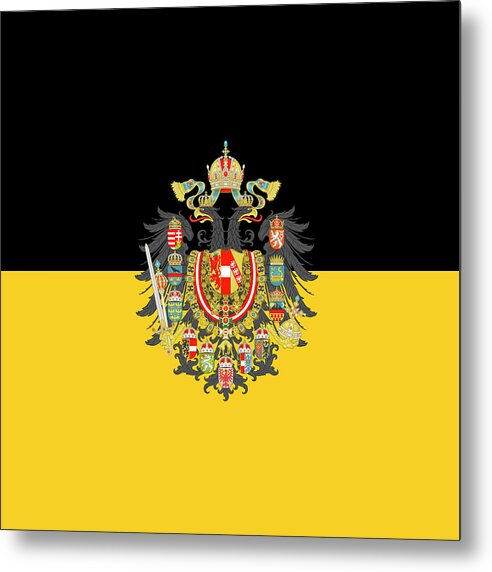 Flag Metal Print featuring the digital art Habsburg flag with Imperial Coat of Arms 1 by Helga Novelli