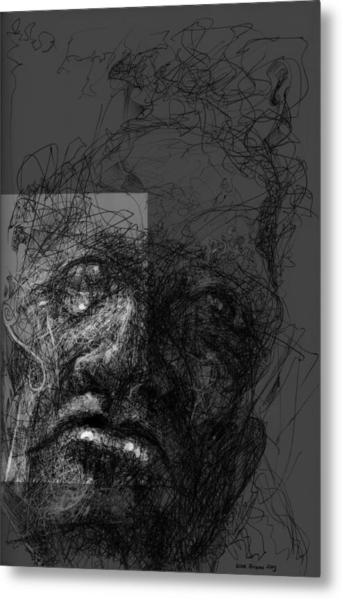 Ink Drawing Metal Print featuring the digital art Face In Frame by Eddie Rifkind