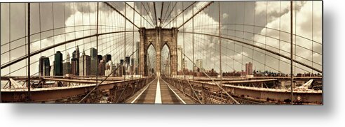 Brooklyn Metal Print featuring the photograph Brooklyn Bridge (sepia) by Shelley Lake