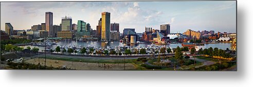 Baltimore Skyline Metal Print featuring the photograph Baltimore Harbor Skyline Panorama by Susan Candelario