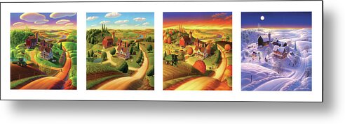  Four Seasons Metal Print featuring the painting Four Seasons on the Farm by Robin Moline
