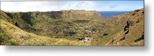Crater Lake Metal Print featuring the photograph Rano Kau, Easter Island by Photo By Tim Lawnicki