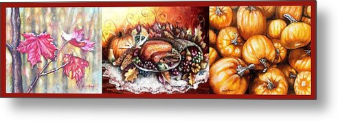 Thanksgiving Metal Print featuring the painting Thanksgiving Autumnal Collage by Shana Rowe Jackson