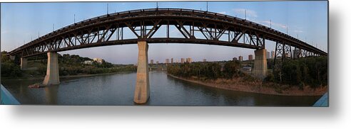 Panorama Metal Print featuring the photograph High Level Bridge Edmonton by David Kleinsasser
