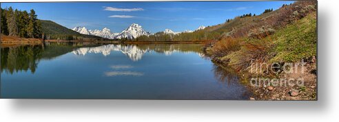 Oxbow Metal Print featuring the photograph Distant Mt. Moran Reflections by Adam Jewell