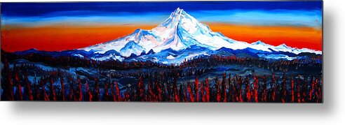  Metal Print featuring the painting Mount Hood At Dusk #2 by James Dunbar
