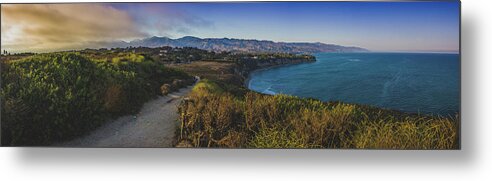 Beach Metal Print featuring the photograph Point Dume Sunset Panorama by Andy Konieczny