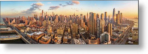 Aerial Metal Print featuring the photograph Aerial panorama of New York skyline by Mihai Andritoiu