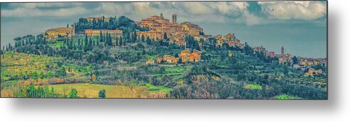 Montepulciano Metal Print featuring the photograph Montepulciano Panorama by Marcy Wielfaert