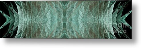 Abstract Metal Print featuring the digital art Crashing Waves Of Green 1 - Panorama - Abstract - Fractal Art by Andee Design