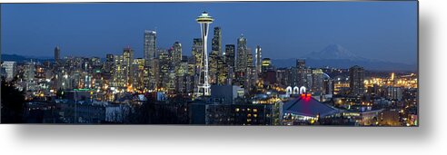 Seattle Metal Print featuring the photograph Seattle Evening Skyline by Georgia Clare