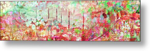 Abstract Metal Print featuring the mixed media Spring Around The World by Ginette Callaway