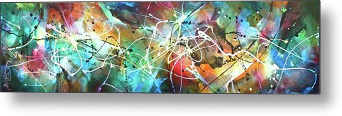 Abstract Metal Print featuring the painting White Treasure by Michael Lang