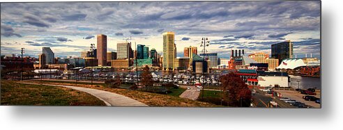 Baltimore Inner Harbor Metal Print featuring the photograph Baltimore Inner Harbor Skyline Panorama by Bill Swartwout