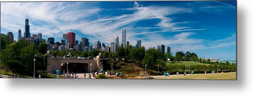 Chicago Metal Print featuring the photograph Grant Park Chicago Skyline Panoramic by Adam Romanowicz