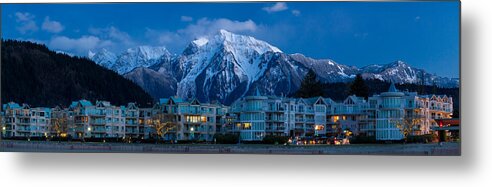 Baby Munday Peak Metal Print featuring the photograph Harrison Hot Springs and Mount Cheam Range by Michael Russell