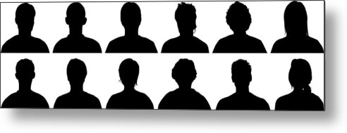 Young Men Metal Print featuring the drawing Head Silhouettes by Leontura