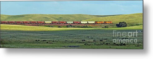 Transportation Metal Print featuring the photograph Transportation. Panorama With A Train. by Ausra Huntington nee Paulauskaite