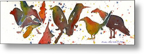 Birds Metal Print featuring the painting Strange Birds by Miindy Newman