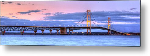 Mackinac Metal Print featuring the photograph Mackinac Bridge in Evening by Twenty Two North Photography