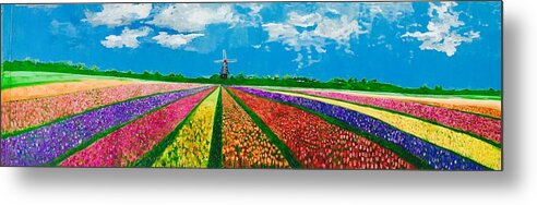 Wall Metal Print featuring the painting Follow the Rainbow by Belinda Low