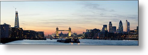Downtown District Metal Print featuring the photograph Tower Bridge And The City Of London #1 by Dynasoar