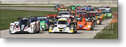 Alms Metal Print featuring the photograph ALMS Race Start WIde by Pete Klinger