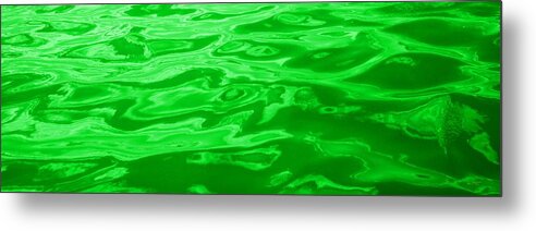 Wall Art Metal Print featuring the photograph Colored Wave Long Green by Stephen Jorgensen
