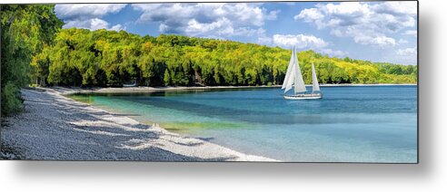 Door County Metal Print featuring the painting Schoolhouse Beach Panorama on Washington Island Door County by Christopher Arndt