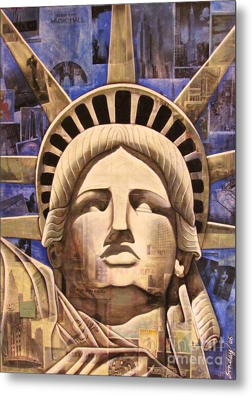 Statue Of Liberty Metal Print featuring the painting Lady Liberty by Joseph Sonday