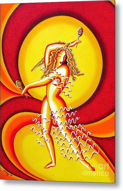 Female Nude Metal Print featuring the painting Sunset Dancer by Joseph Sonday