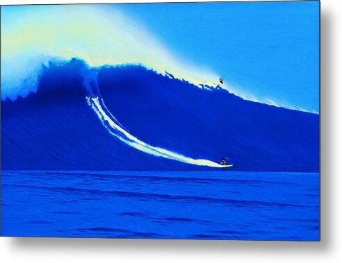 Surfing Metal Print featuring the painting Jaws Water Angle 1-10-2004 by John Kaelin