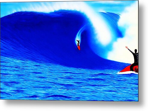 Surfing Metal Print featuring the painting Jaws Barrel 2012 by John Kaelin