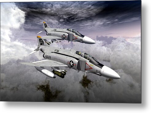 Aviation Metal Print featuring the digital art Pair of Rhinos by Mike Ray