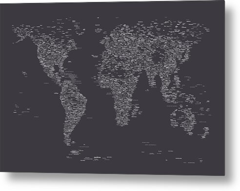 Map Of The World Metal Print featuring the digital art World Map of Cities by Michael Tompsett